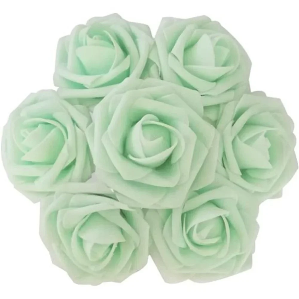 Artificial Flowers 50PCS Real Looking Mint Green Fake Roses with Stem